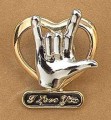 I Love You Open Heart Pin